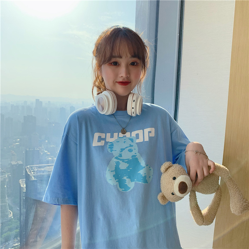 Cartoon bear short sleeve T-shirt