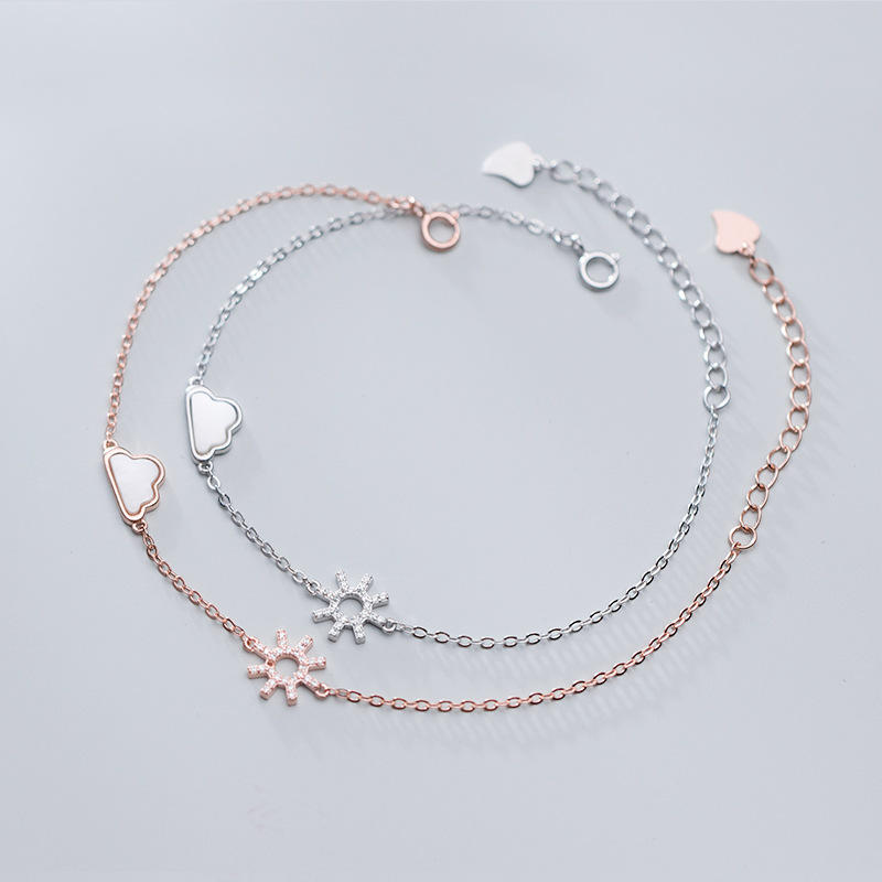 Cute shell cloud silver diamond bracelet