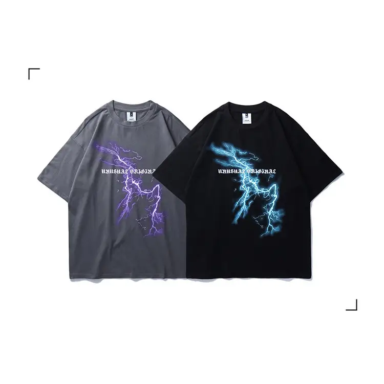 Lightning-printed casual T-shirt