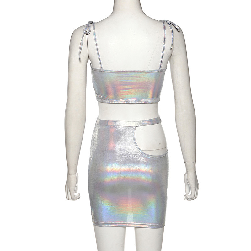 Laser Glossy Skinny Hip Skirt Set