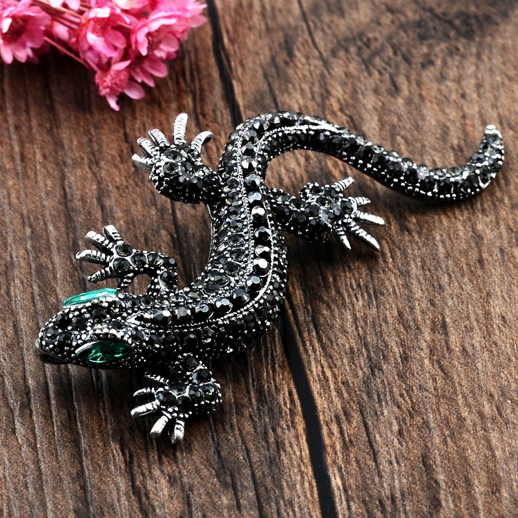 Suit brooch lizard pin clothes accessories Black - Shop at LoveMi