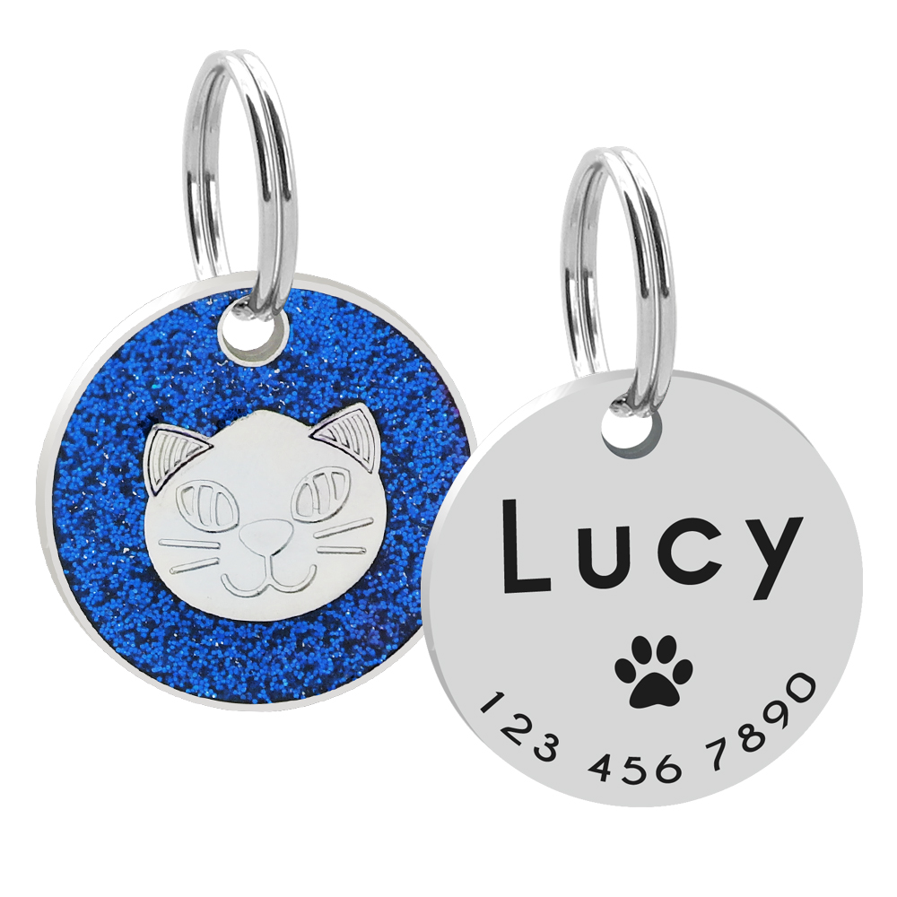 Round keychain pet cat card Blue - Shop at LoveMi