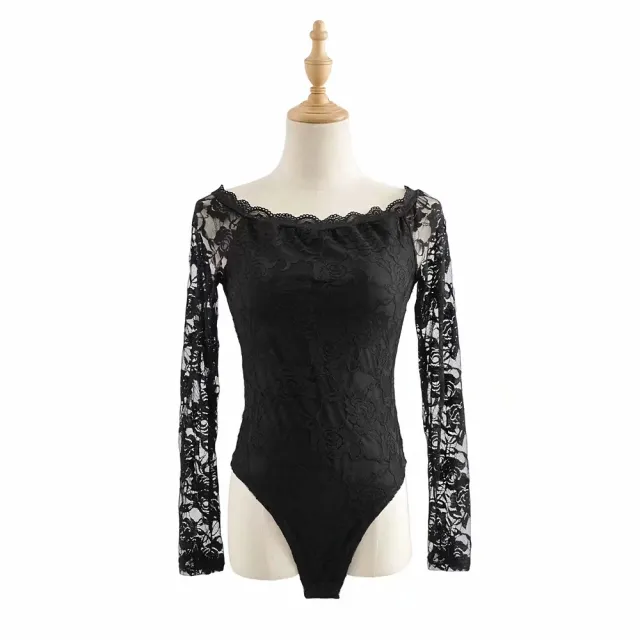 Lace cutout long sleeve jumpsuit Black - Shop at LoveMi