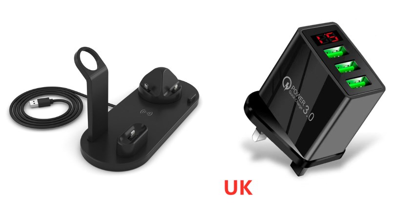 Black and UK adapter