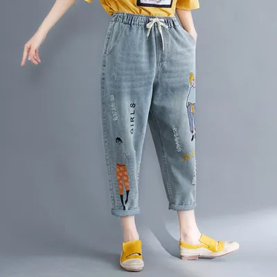 Women's embroidered casual jeans Blue - Shop at LoveMi