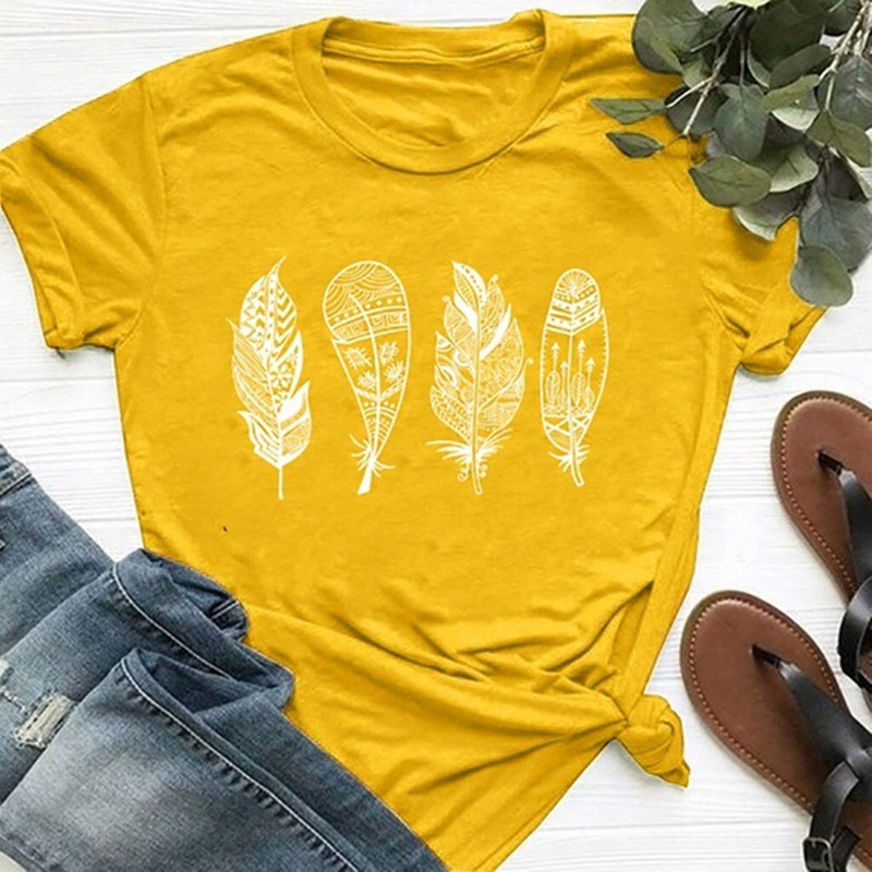 Multicolor cartoon pattern female print T-shirt