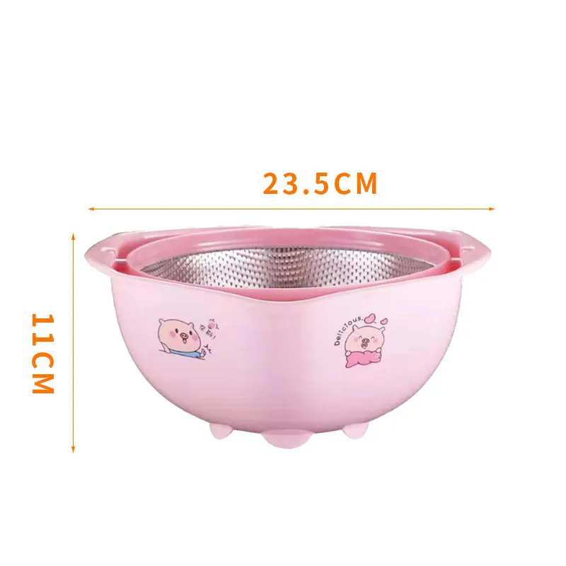 Double stainless steel drain basket - Pink