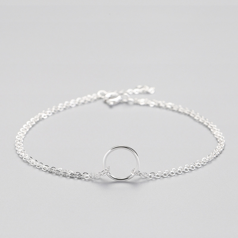 Women's Simple Fashion S925 Sterling Silver Double Layer Bracelet