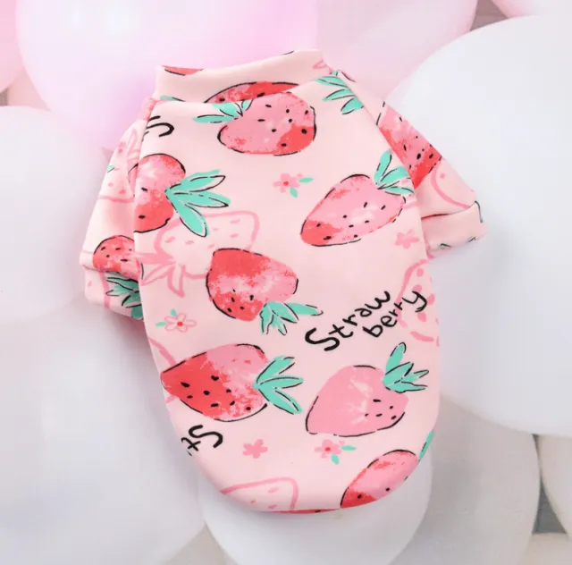 Young autumn and winter small dog pet clothes Pink Strawberry - Shop at LoveMi