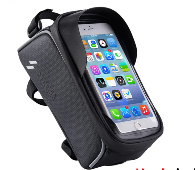 Bicycle Bag Waterproof Front Beam Bag Riding Bag Front Bag Mountain Bike Top Tube Bag - Blac K-6.0 Inch