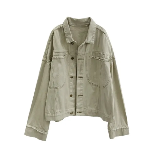 Western beige denim short coat women Beige - Shop at LoveMi