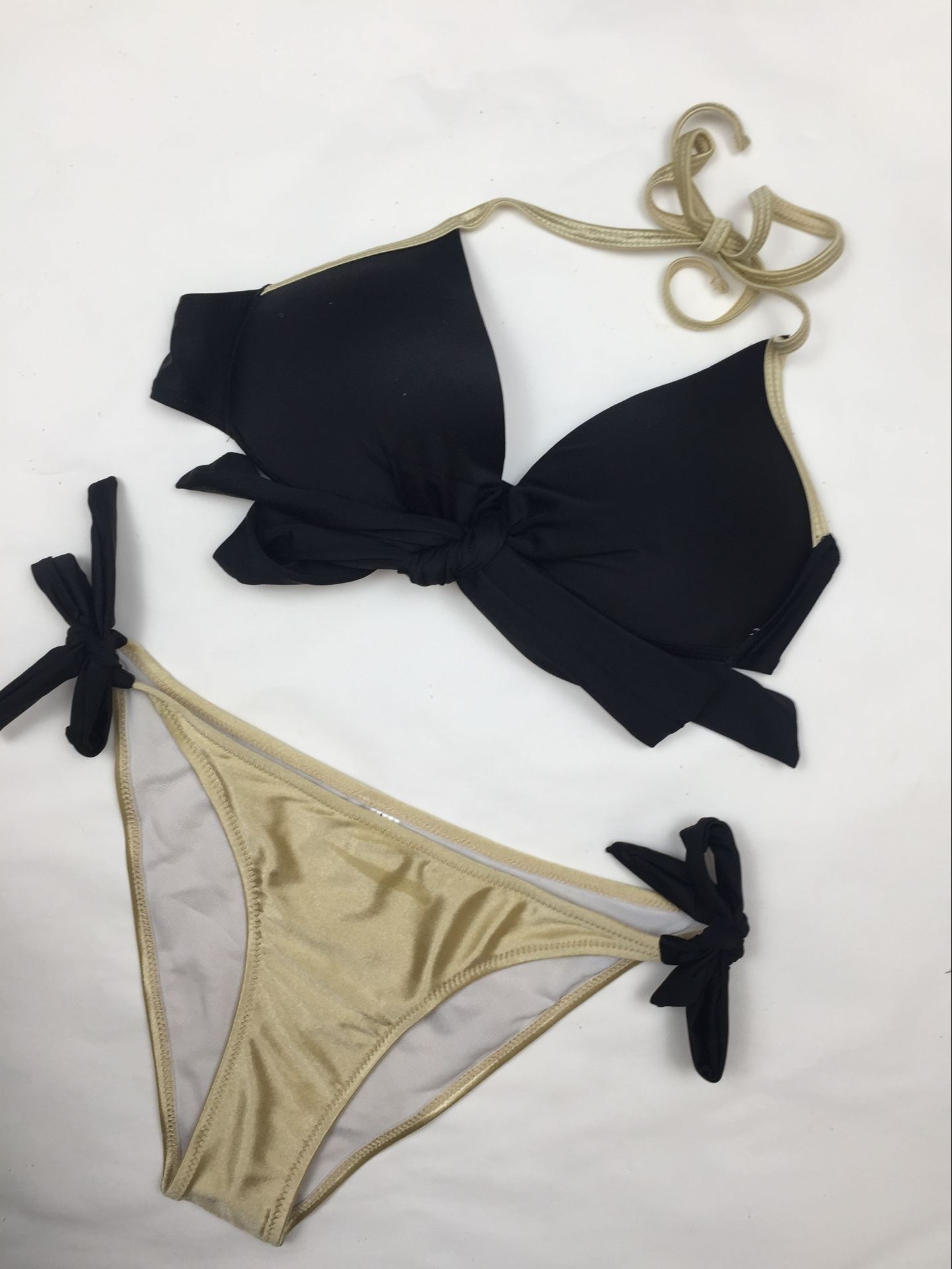 Cross-body solid color bikini