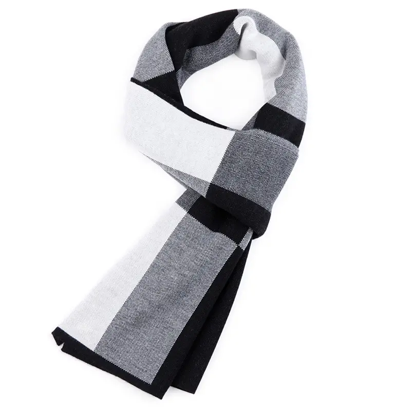 Plaid men scarf knitted