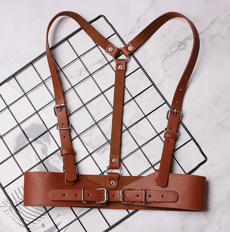 حزام خصر بمشبك دبوس وجلد صناعي