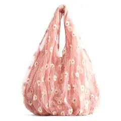 Mesh Daisy Bag Tote - Pink - View 1