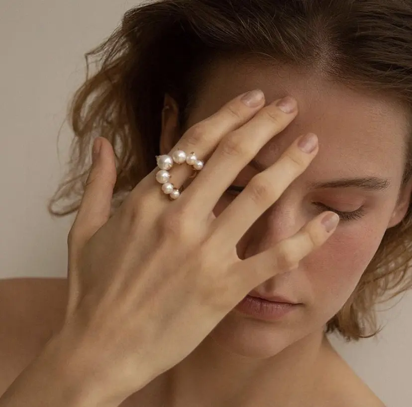 Retro Flower Thread Ring Couple