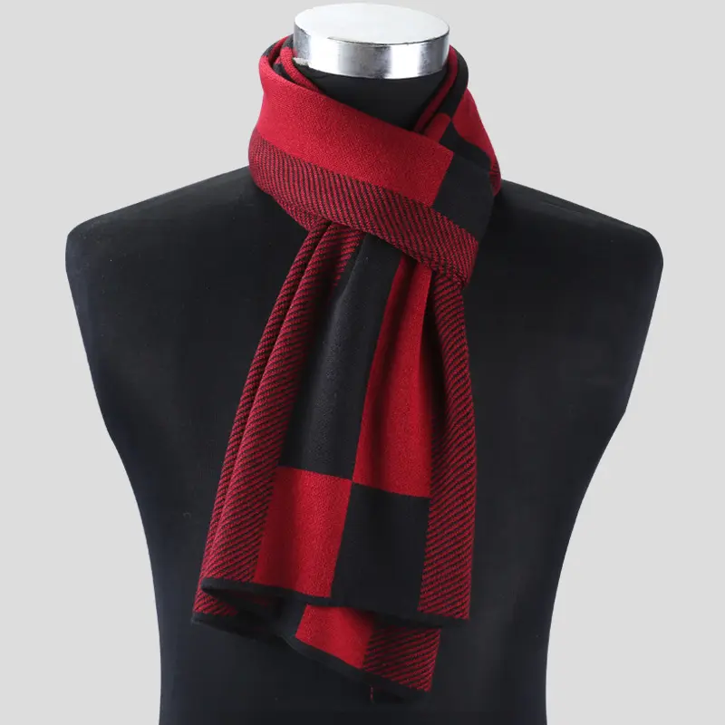 Plaid men scarf knitted