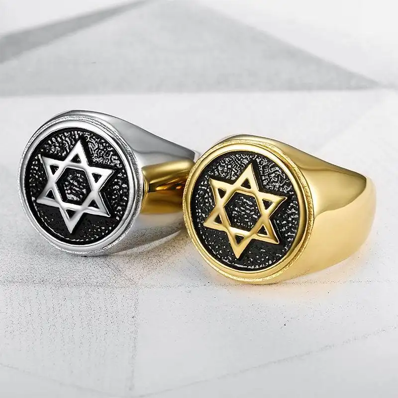 Retro stainless steel men's ring