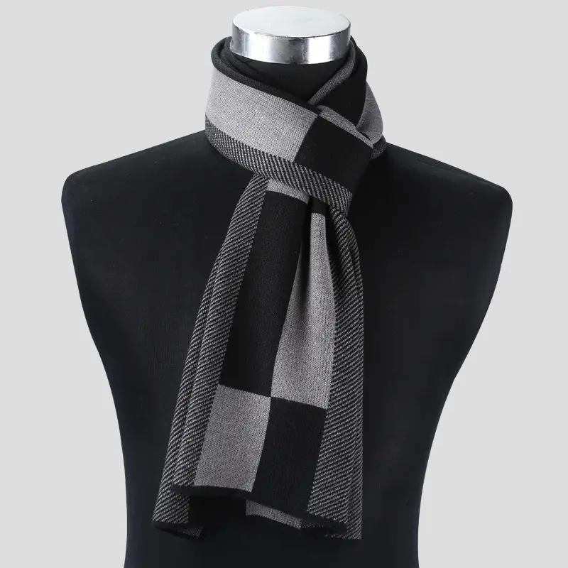 Plaid men scarf knitted