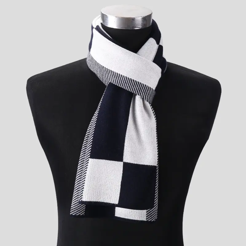 Plaid men scarf knitted