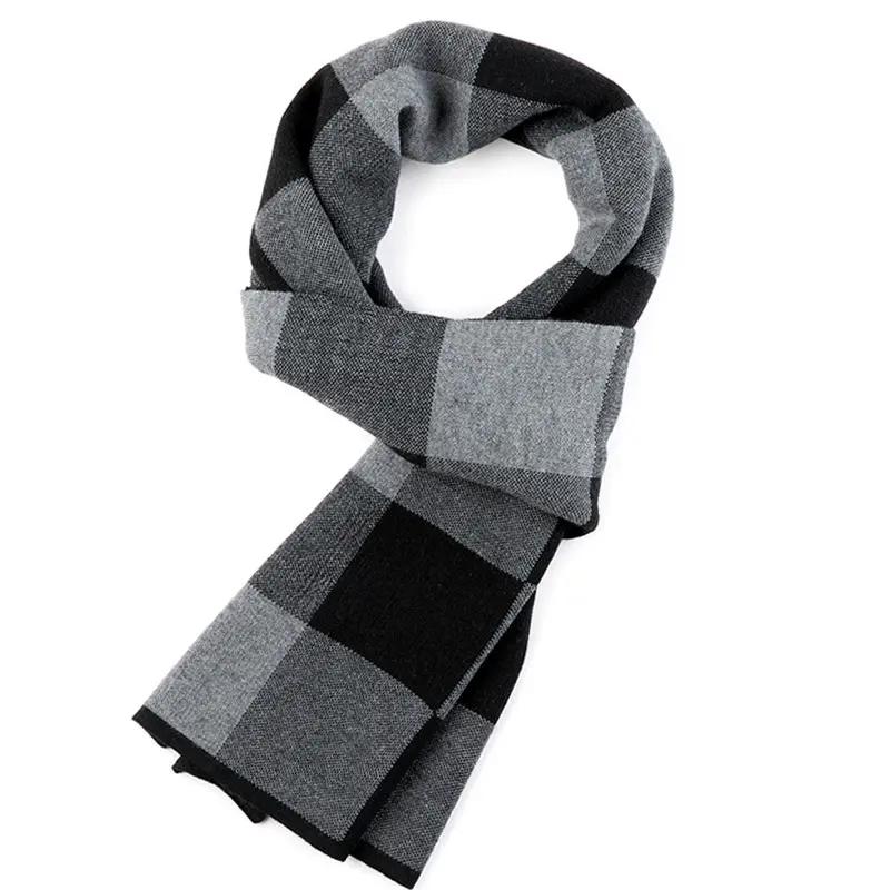 Plaid men scarf knitted