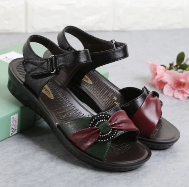 Middle aged flat female summer sandals Black - Shop at LoveMi