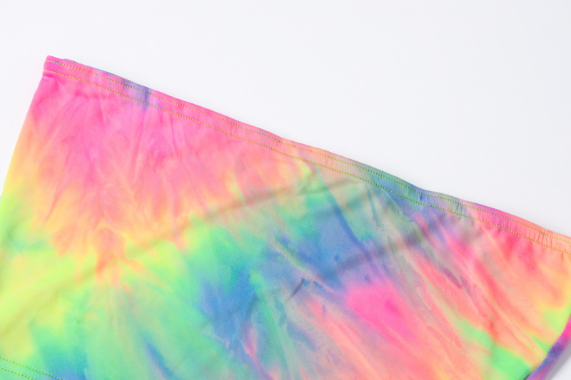 Tie-dye suit two-piece tube top shorts