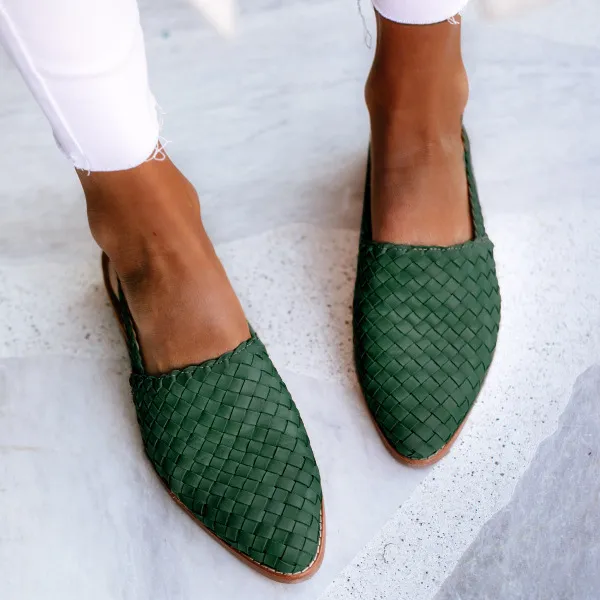 Pointed toe flat sandals Green - Shop at LoveMi