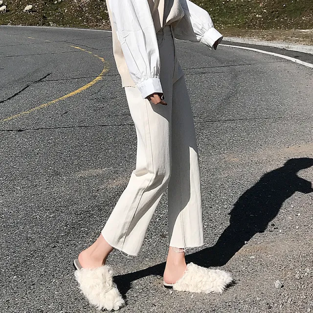 Women's high waist jeans Beige - Shop at LoveMi