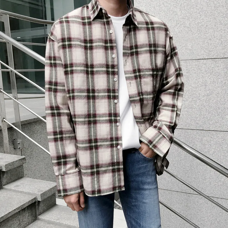 Men's Autumn Long Sleeve Plaid Shirt