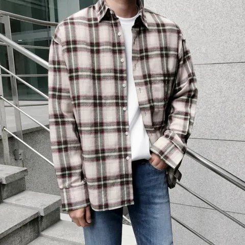 Men's Autumn Long Sleeve Plaid Shirt