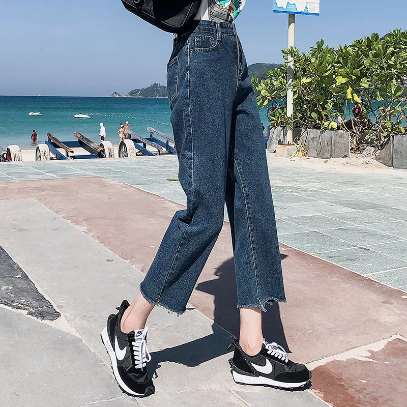 Women's high waist jeans - Navy