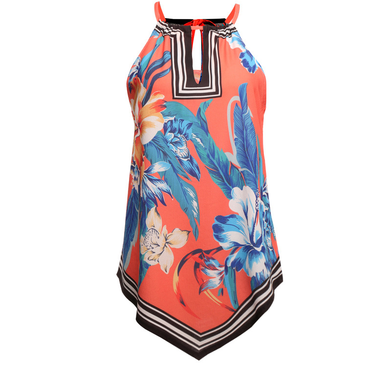 Sexy beach print halter vest