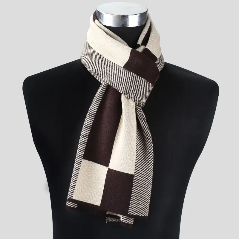 Plaid men scarf knitted