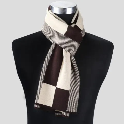 Plaid Men Scarf Knitted