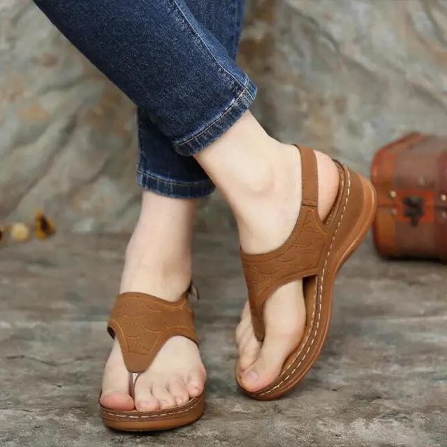 Summer Shoes Roman Retro Style Clip Toe Sandals Women Ankle Buckle Shoes Brown - Shop at LoveMi