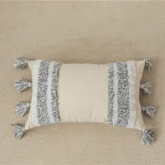 Cotton canvas tassel square pillow case - Rectangle - View 1