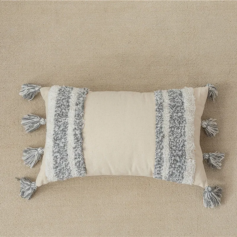 Cotton canvas tassel square pillow case - Rectangle