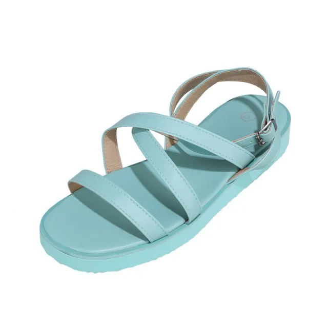 Women's round toe flat sandals Blue - Shop at LoveMi