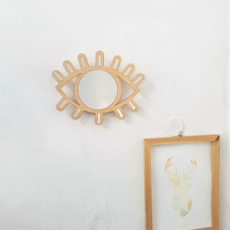 Wooden Eye Shape Wall Mirror, picture 3 of 4