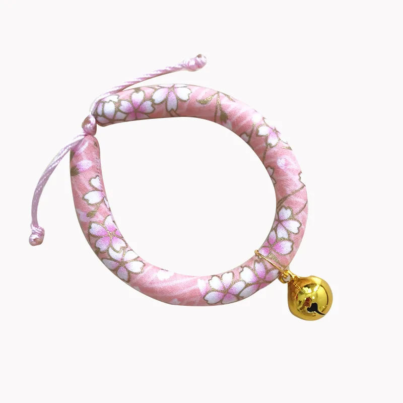 Japanese style pet cat and dog collar necklace - Pink