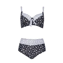 Retro wave dot bikini - Black - View 1