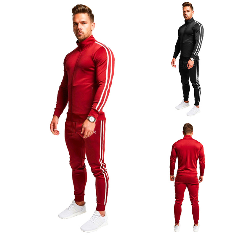 Men's striped long sleeve sweatpants suit - Image 3