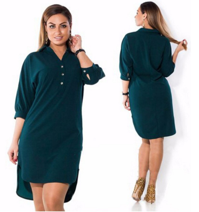 Irregular plus size shirt dress
