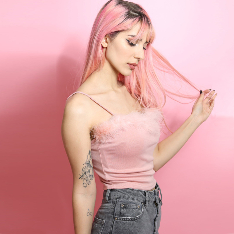 Sexy furry backless vest