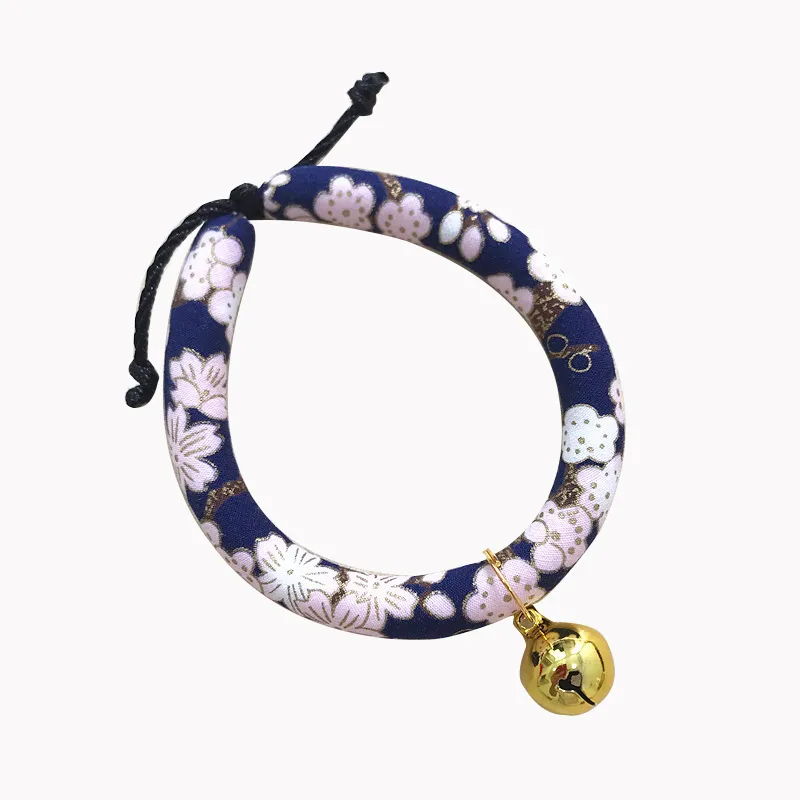 Japanese style pet cat and dog collar necklace - Navy Blue B