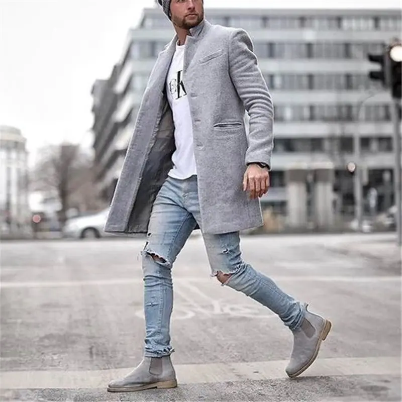 Men's Trench Coat Long Autumn and Winter Coats