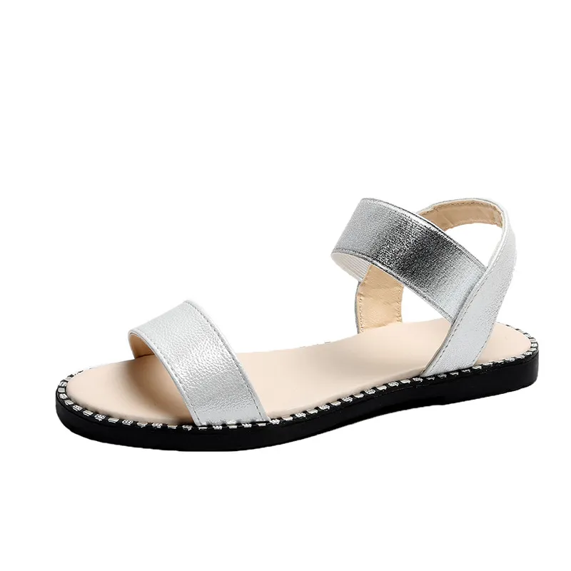 Flat heel sandals women flat non-slip sandals - Silver