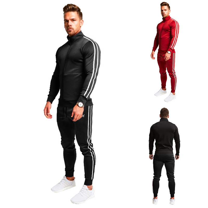 Men's striped long sleeve sweatpants suit - Image 2