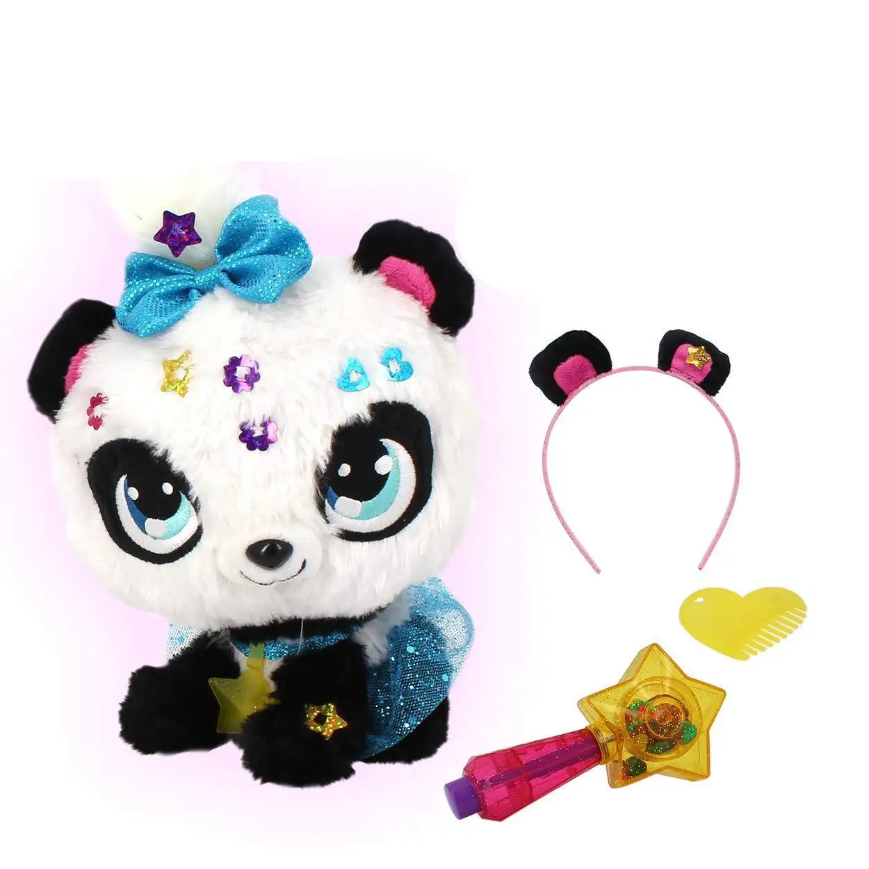 Plush Animal Toy with Shimmer Wand and Accessories for Kids